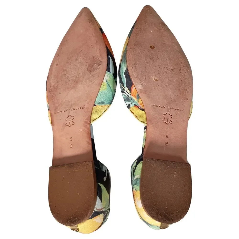 Loeffler Randall D-Orsay Ballet Flats Citrus Fruit Textile Pointed Toe Womens 9